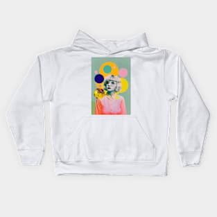 Vintage pop art style woman portrait Kids Hoodie